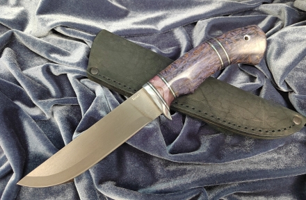 Нож Лось сталь булат, рукоять карельская береза фиолетовая (Распродажа)