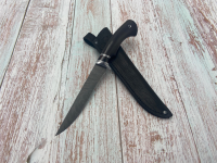 Нож Филейный сталь дамаск рукоять черный граб и акрил коричневый (Распродажа)   