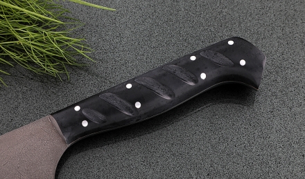 Кухонный нож Шеф №5 сталь Х12МФ, рукоять акрил черный