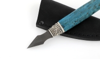 Нож для просфоры № 3 (Копие) малый, сталь Х12МФ, рукоять карельская береза стабилизированная синяя - Нож для просфоры № 3 (Копие) малый, сталь Х12МФ, рукоять карельская береза стабилизированная синяя