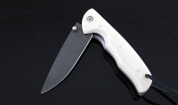 Нож Акула, складной, сталь Х12МФ, рукоять накладки акрил белый - Нож Акула, складной, сталь Х12МФ, рукоять накладки акрил белый