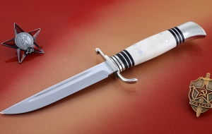 Нож финка НКВД, сталь 95Х18, рукоять рог лося, мельхиор