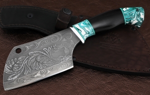 Тяпка №8 сталь Х12МФ, рукоять черный граб акрил зеленый