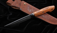 Нож Ирбис дамаск ламинированный с долом железное дерево - Нож Ирбис дамаск ламинированный с долом железное дерево