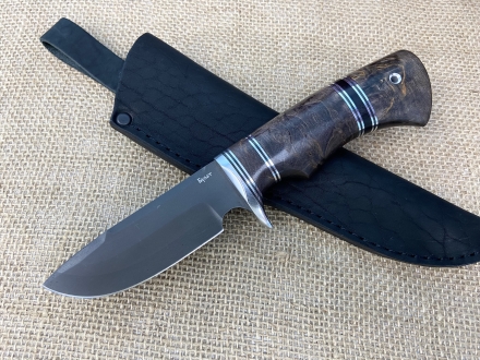 Нож Хаска сталь булат, рукоять стабилизированная карельская береза коричневая (распродажа)