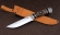 Нож из стали S390 «Гриф» рукоять черный граб карельская береза коричневая резная с пином, мельхиор