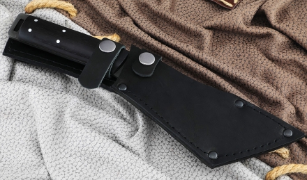 Нож НДК-17 сталь Х12МФ, цельнометаллический, рукоять черный граб