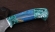 Тяпка №8 сталь Х12МФ, рукоять карельская береза синяя акрил зеленый