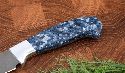 Нож шеф филейный цельнометаллический, средний сталь Х12МФ, рукоять акрил синий с дюралью Нож шеф филейный цельнометаллический, средний сталь Х12МФ, рукоять акрил синий с дюралью