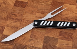 Нож Туристический с двумя лезвиями Х12МФ рукоять акрил черный с белым