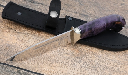Нож "Лидер" сталь VG-10 рукоять карельская береза фиолетовая Нож "Лидер" сталь VG-10 рукоять карельская береза фиолетовая