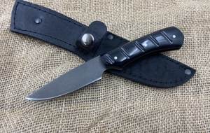 Кухонный нож Шеф №17 цельнометаллический сталь Х12МФ, рукоять акрил черный (распродажа)