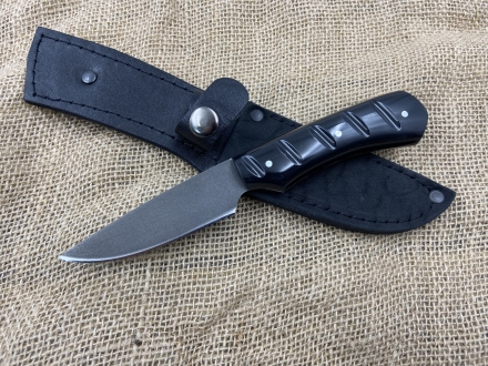 Кухонный нож Шеф №17 цельнометаллический сталь Х12МФ, рукоять акрил черный (распродажа)