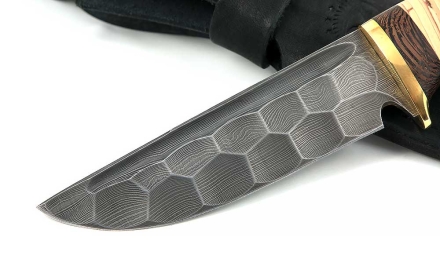 Нож Анчар сталь дамаск полный камень, рукоять береста Нож Анчар сталь дамаск полный камень, рукоять береста