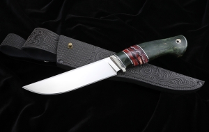 Нож из S390 «Гриф», карельская береза зеленая, зуб мамонта Нож из S390 «Гриф», карельская береза зеленая, зуб мамонта