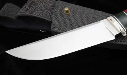 Нож из S390 «Гриф», карельская береза зеленая, зуб мамонта Нож из S390 «Гриф», карельская береза зеленая, зуб мамонта