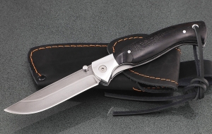 Нож складной Лиса-2 из рессоры рукоять черный граб