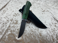 Нож  Беркут из подшипника  рукоять карельская береза зеленая (Распродажа)  