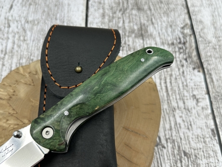 Нож складной Зубр сталь Х12МФ рукоять стабилизированная карельская береза зеленая Нож складной Зубр сталь Х12МФ рукоять стабилизированная карельская береза зеленая