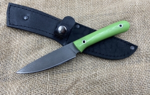 Кухонный нож Шеф №17 цельнометаллический сталь Х12МФ, рукоять G10 зеленая (распродажа)