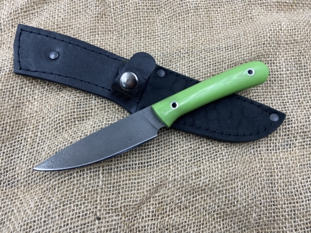 Кухонный нож Шеф №17 цельнометаллический сталь Х12МФ, рукоять G10 зеленая (распродажа)