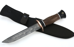 Нож Лидер-2 сталь дамаск полный камень рукоять венге черный граб