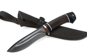 Нож Амур сталь дамаск-долы, рукоять черный граб венге