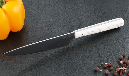 Кухонный нож Шеф №6 сталь 95Х18, рукоять белый акрил