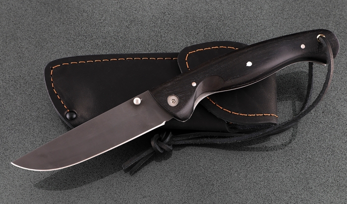 Нож Стрелок, складной, сталь Х12МФ, рукоять накладки черный граб