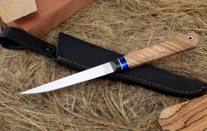 Нож Учар Elmax рукоять G10 черная, акрил синий, зебрано Нож Учар Elmax рукоять G10 черная, акрил синий, зебрано