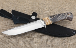 Нож из стали S390 «Барракуда-3» рукоять зуб мамонта и карельская береза