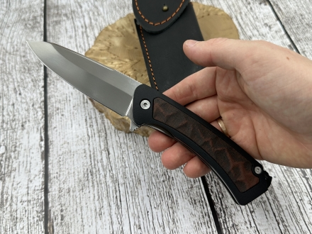 Нож складной "Егерь" сталь х12мф, накладки G10 черная и текстолит