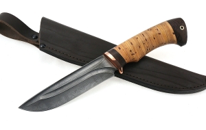 Нож Барракуда сталь дамаск-долы, рукоять береста