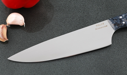 Кухонный нож Шеф №5 сталь 95Х18, рукоять акрил синий