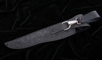 Нож Ангара дамаск ламинированный с долом черный граб железное дерево карбон - Нож Ангара дамаск ламинированный с долом черный граб железное дерево карбон