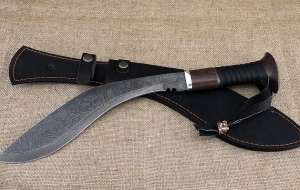 Нож Кукри №7 дамаск рукоять венге оплетка из кожи Нож Кукри №7 дамаск рукоять венге оплетка из кожи