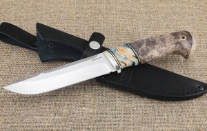 Нож из стали S390 «Барракуда-3» рукоять зуб мамонта и карельская береза (№2)