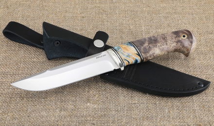 Нож Барракуда-3 сталь S390 рукоять зуб мамонта и карельская береза 2