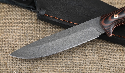 Нож "Охотник-2" цельнометаллический сталь х12мф, рукоять микарта красная 