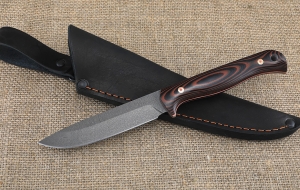 Нож "Охотник-2" цельнометаллический сталь х12мф, рукоять микарта красная 