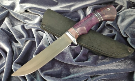 Нож Охотник сталь булат рукоять карельская береза фиолетовая (Распродажа) 