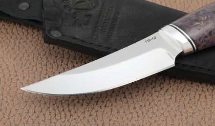 Нож "Енисей" сталь VG-10 рукоять карельская береза фиолетовая Нож "Енисей" сталь VG-10 рукоять карельская береза фиолетовая