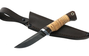 Нож из дамасской стали Малыш-1, рукоять береста