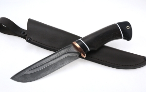 Нож Барракуда сталь дамаск-долы, рукоять венге-черный граб