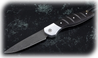 Нож Журавль, складной, сталь Х12МФ, рукоять накладки черный граб с дюралью - Нож Журавль, складной, сталь Х12МФ, рукоять накладки черный граб с дюралью
