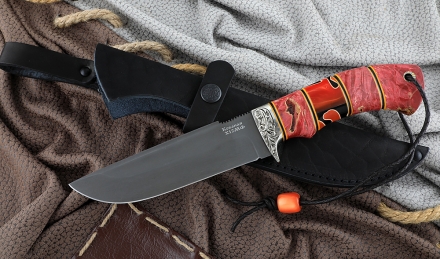 Нож Алтай сталь Х12МФ, рукоять карельская береза красная акрил