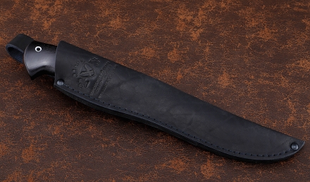 Нож Барракуда сталь дамаск торцевой с воронением рукоять черный граб, мельхиор Нож Барракуда сталь дамаск торцевой с воронением рукоять черный граб, мельхиор