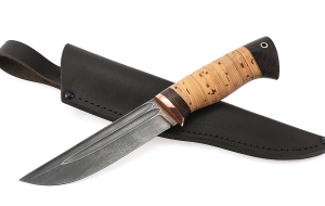 Нож Гриф сталь дамаск-долы рукоять береста