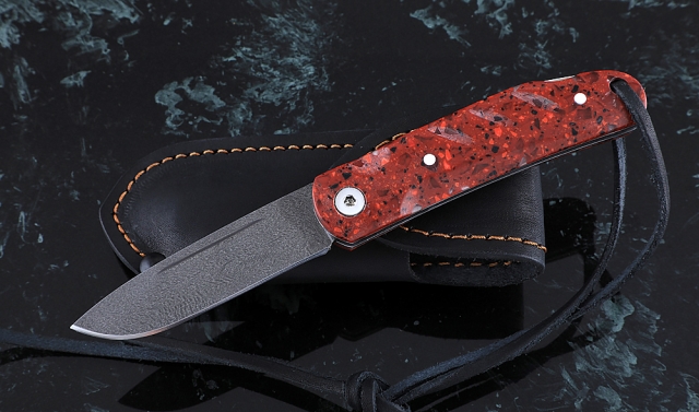 Нож Колибри, складной, сталь Х12МФ, рукоять накладки акрил красный 