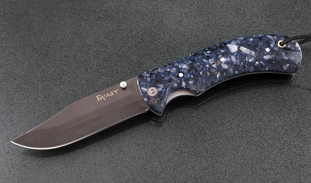 Складной нож Дельфин, сталь булат, рукоять накладки акрил синий Складной нож Дельфин, сталь булат, рукоять накладки акрил синий